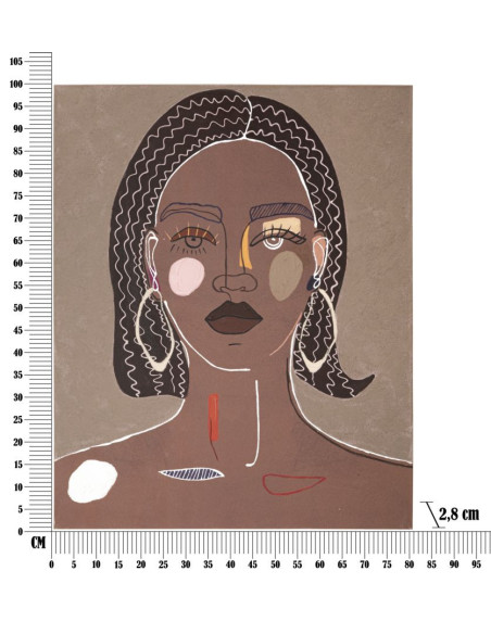 Toile murale imprimée et peinte Femme africaine Marron Noir Rose 80x100 Tribal 