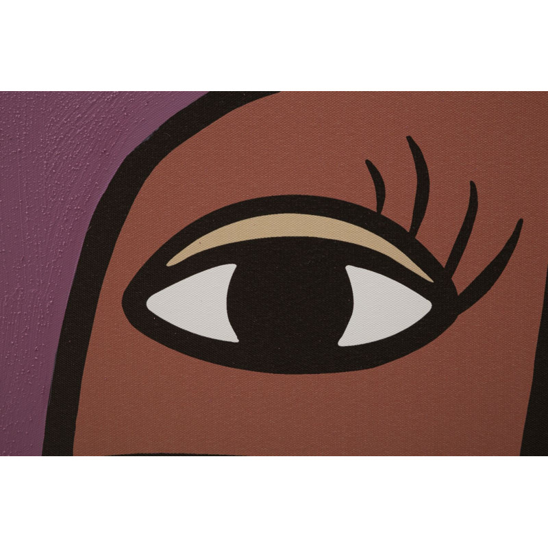 Toile murale imprimée et peinte Visages abstraits Violet Beige Marron 60x90 Faces 