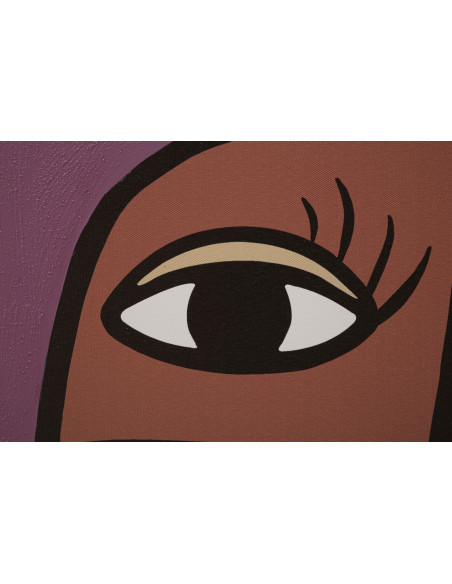 Toile murale imprimée et peinte Visages abstraits Violet Beige Marron 60x90 Faces 