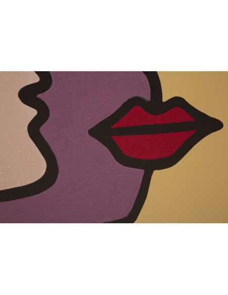 Toile murale imprimée et peinte Visages abstraits Violet Beige Marron 60x90 Faces 