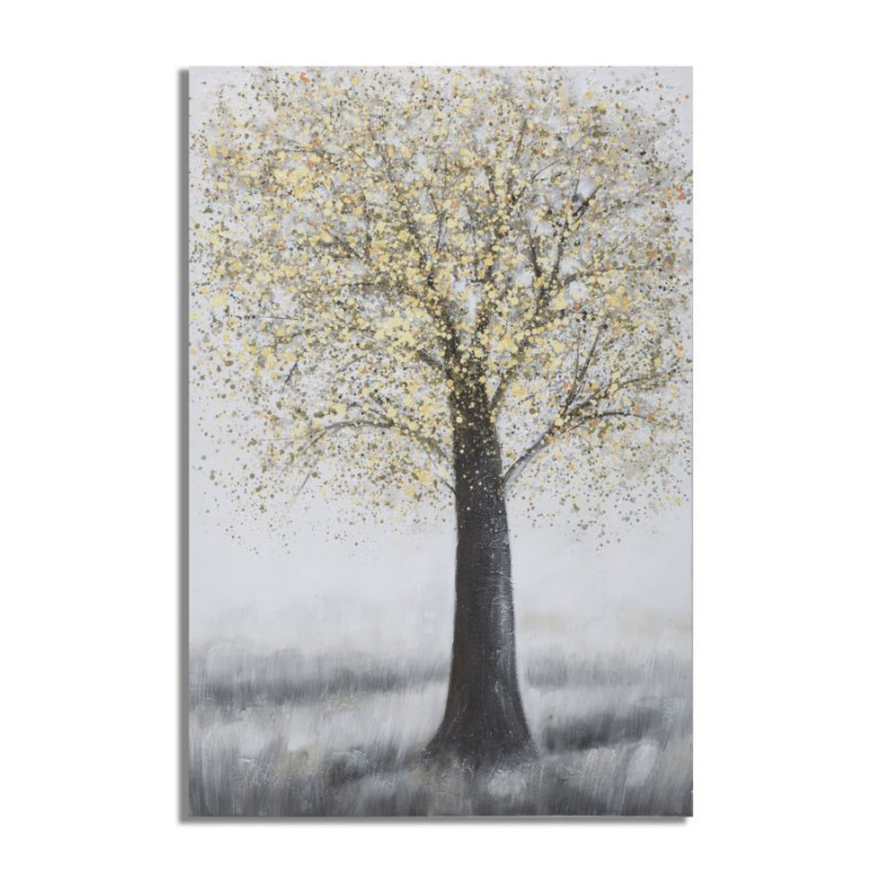 Toile murale peinte Arbre Doré Noir 80x120 Tree 