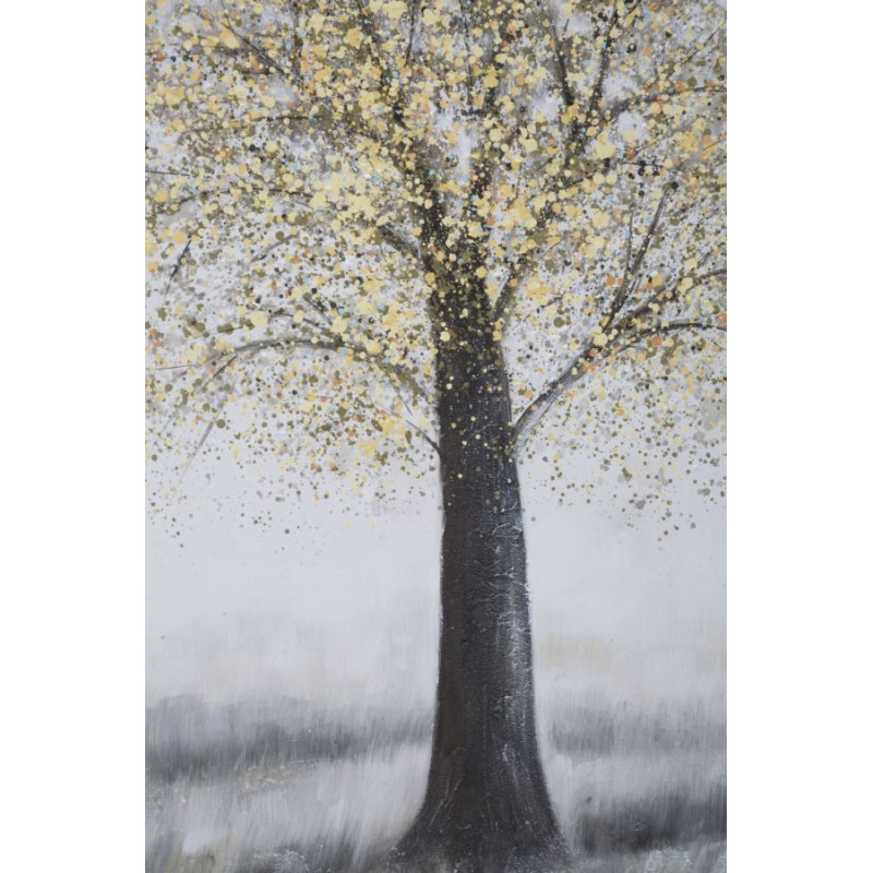 Toile murale peinte Arbre Doré Noir 80x120 Tree 