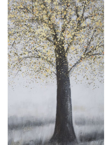 Toile murale peinte Arbre Doré Noir 80x120 Tree 