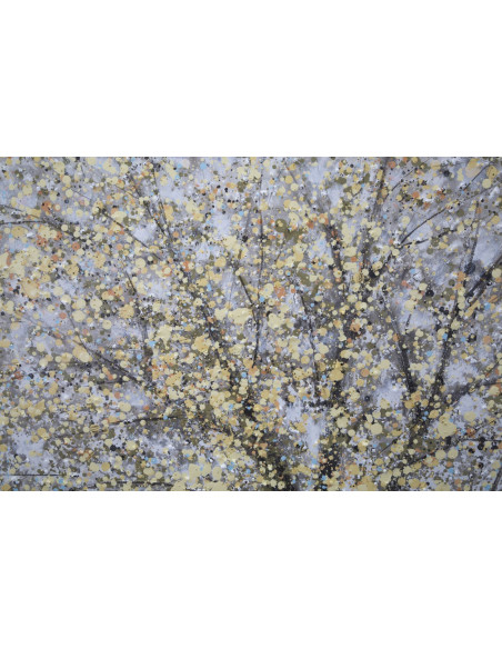 Toile murale peinte Arbre Doré Noir 80x120 Tree 