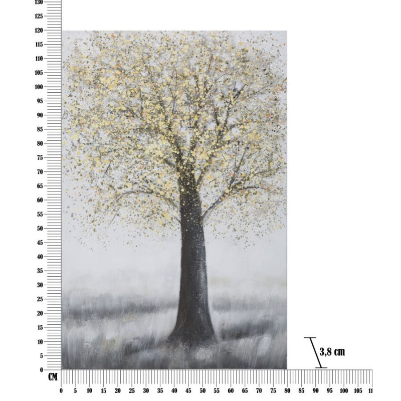 Toile murale peinte Arbre Doré Noir 80x120 Tree 