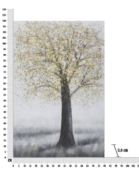 Toile murale peinte Arbre Doré Noir 80x120 Tree 
