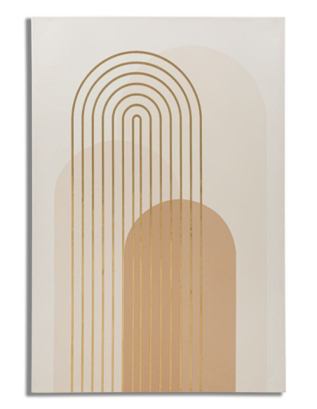 Toile murale imprimée et peinte Motif géométrique Beige Blanc Doré 80x120 Shine A 