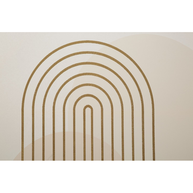 Toile murale imprimée et peinte Motif géométrique Beige Blanc Doré 80x120 Shine A 