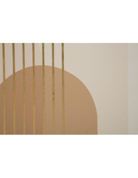 Toile murale imprimée et peinte Motif géométrique Beige Blanc Doré 80x120 Shine A 
