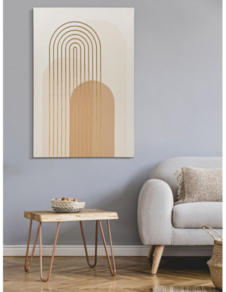 Toile murale imprimée et peinte Motif géométrique Beige Blanc Doré 80x120 Shine A 