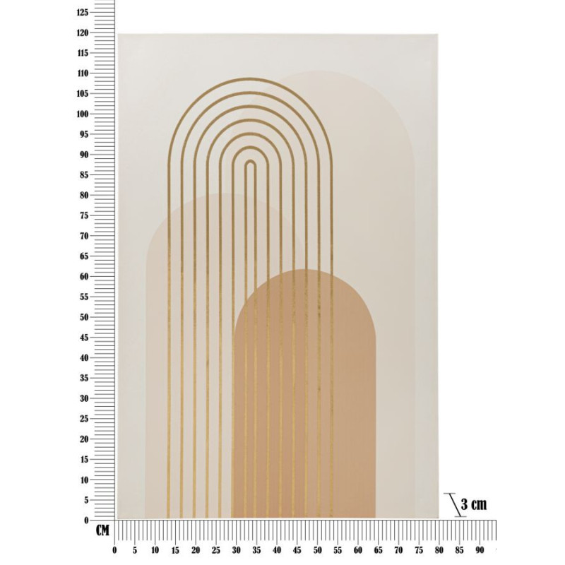 Toile murale imprimée et peinte Motif géométrique Beige Blanc Doré 80x120 Shine A 