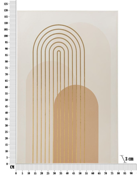 Toile murale imprimée et peinte Motif géométrique Beige Blanc Doré 80x120 Shine A 