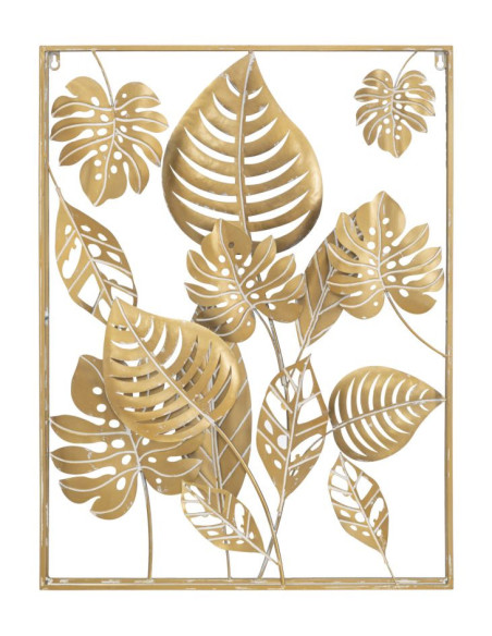 Déco murale moderne Feuilles 60x80 en Métal Doré Valir - 1