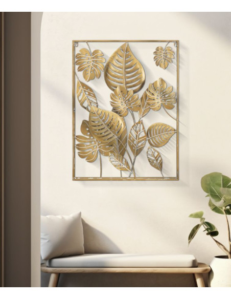 Déco murale moderne Feuilles 60x80 en Métal Doré Valir - 5