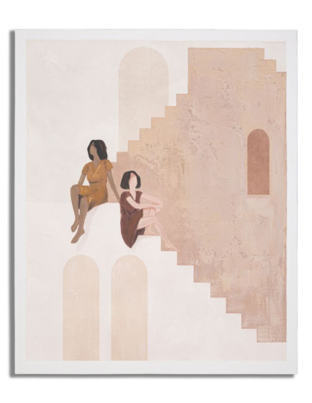 Toile murale peinte Femmes assises Beige Marron 80x100 Lady B 