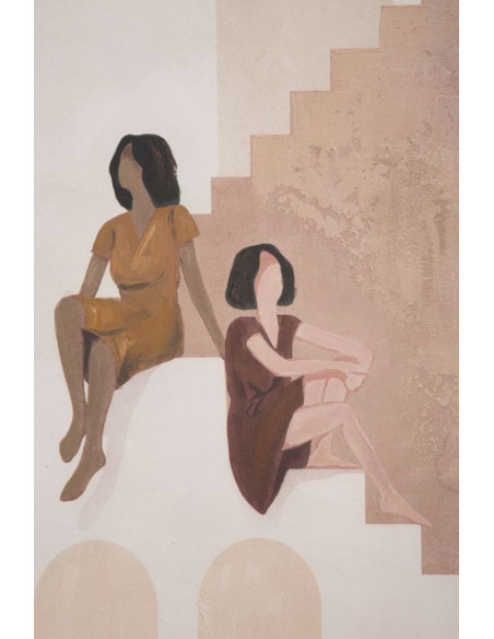 Toile murale peinte Femmes assises Beige Marron 80x100 Lady B 