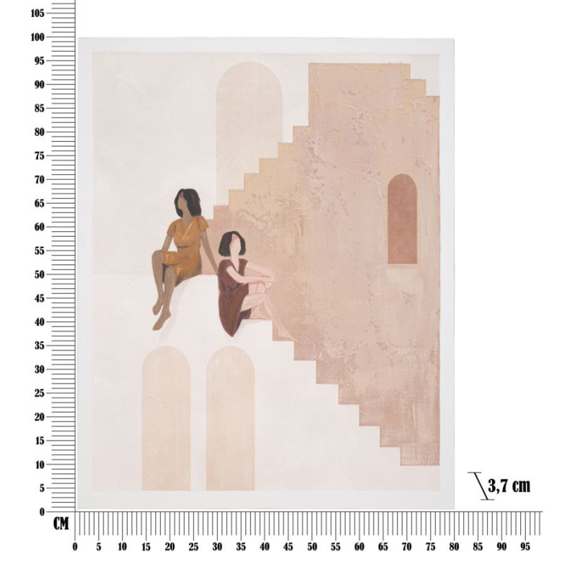 Toile murale peinte Femmes assises Beige Marron 80x100 Lady B 