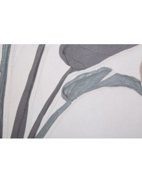 Toile murale peinte Femme avec léopard Beige Marron 80x100 Lady C 