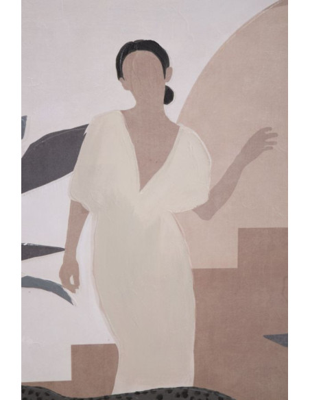 Toile murale peinte Femme avec léopard Beige Marron 80x100 Lady C 