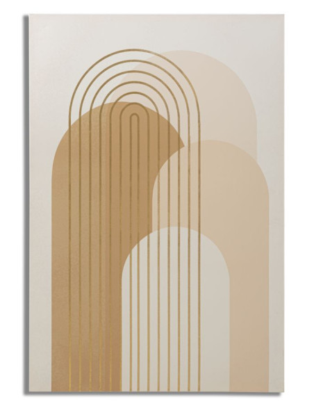 Toile murale imprimée et peinte Motif géométrique Beige Blanc Doré 80x120 Shine B 