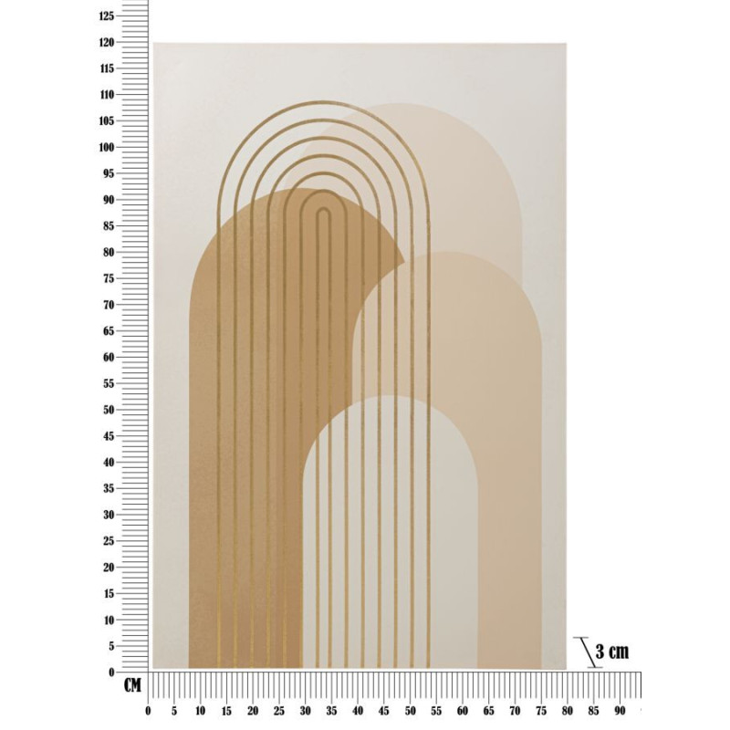 Toile murale imprimée et peinte Motif géométrique Beige Blanc Doré 80x120 Shine B 