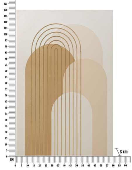 Toile murale imprimée et peinte Motif géométrique Beige Blanc Doré 80x120 Shine B 