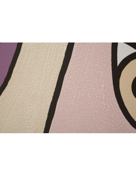 Toile murale imprimée et peinte Visages abstraits Bleu Beige Jaune 80x120 Faces 