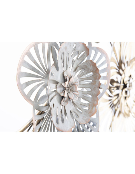 Grande déco murale moderne Fleurs 118x58 en Métal Doré Noir Vert Rylin 