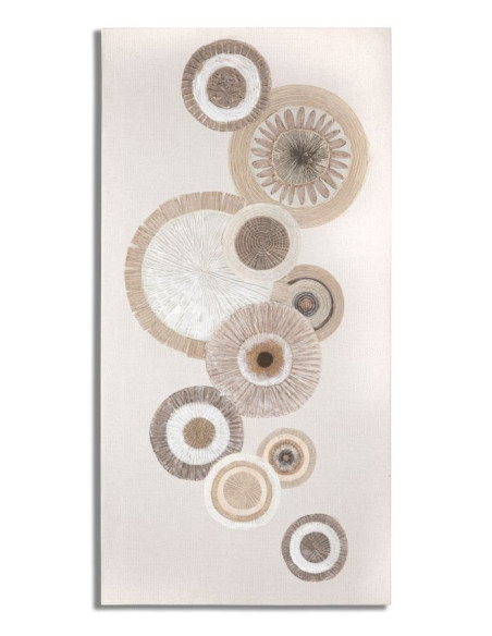 Toile murale imprimée et peinte Motif cercles Beige Blanc Marron 50x100 Circly A 