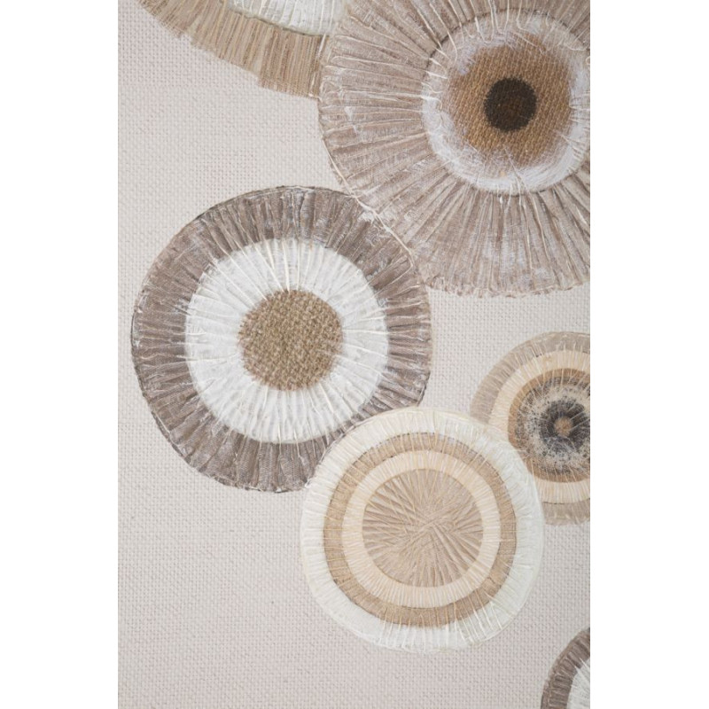 Toile murale imprimée et peinte Motif cercles Beige Blanc Marron 50x100 Circly A 