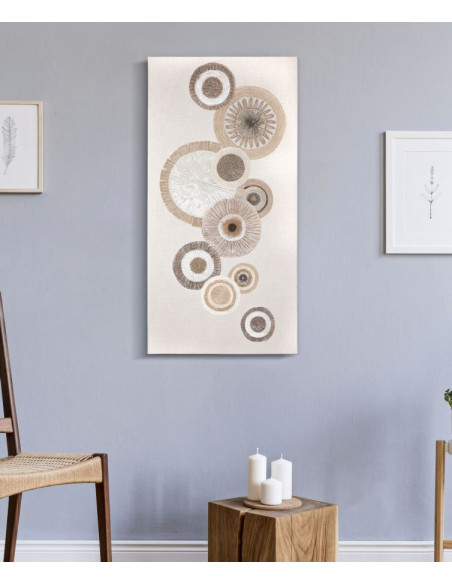 Toile murale imprimée et peinte Motif cercles Beige Blanc Marron 50x100 Circly A 