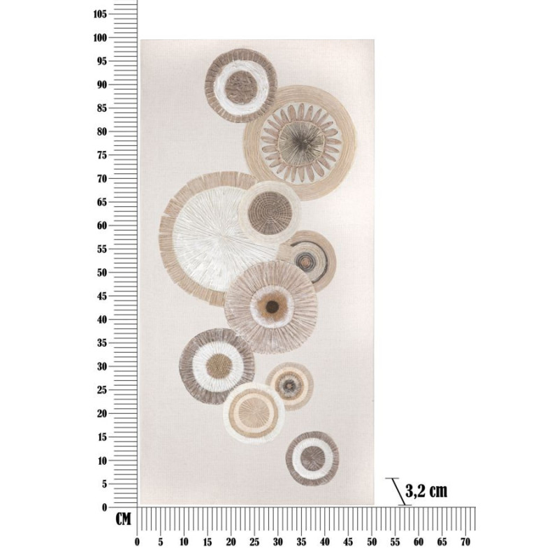 Toile murale imprimée et peinte Motif cercles Beige Blanc Marron 50x100 Circly A 