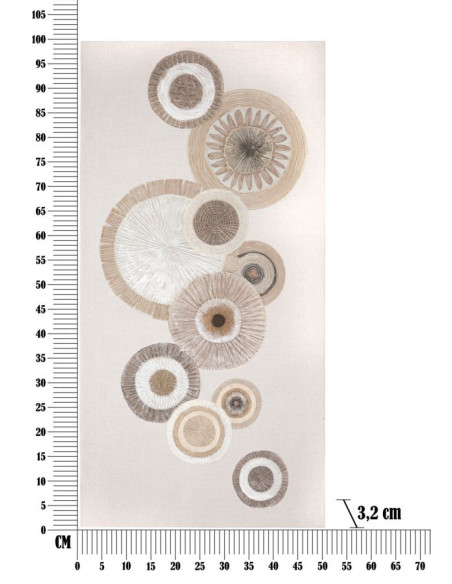 Toile murale imprimée et peinte Motif cercles Beige Blanc Marron 50x100 Circly A 