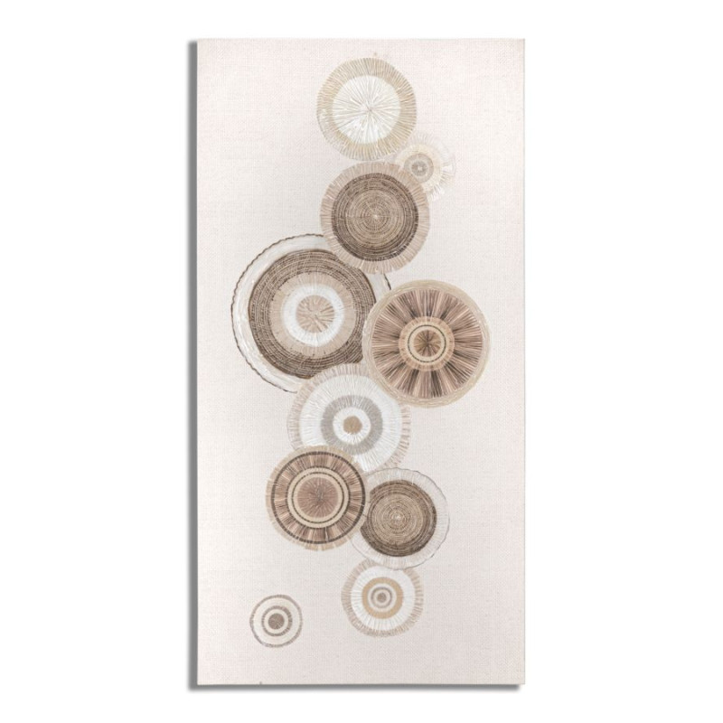 Toile murale imprimée et peinte Motif cercles Beige Blanc Marron 50x100 Circly B 