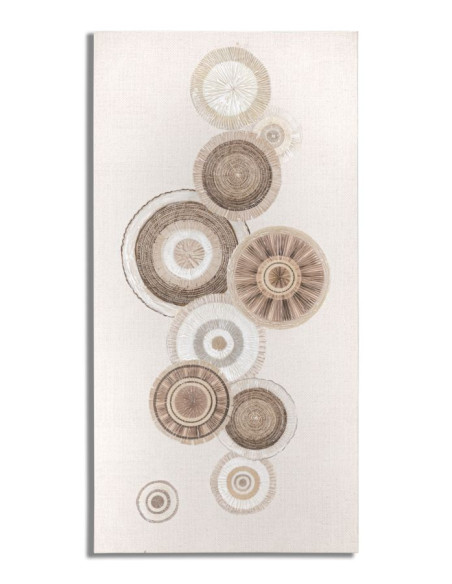 Toile murale imprimée et peinte Motif cercles Beige Blanc Marron 50x100 Circly B 