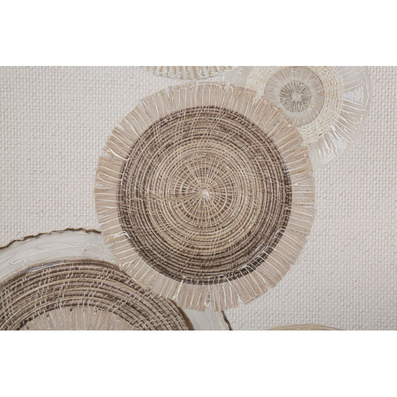 Toile murale imprimée et peinte Motif cercles Beige Blanc Marron 50x100 Circly B 