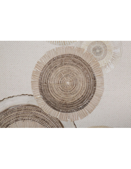 Toile murale imprimée et peinte Motif cercles Beige Blanc Marron 50x100 Circly B 