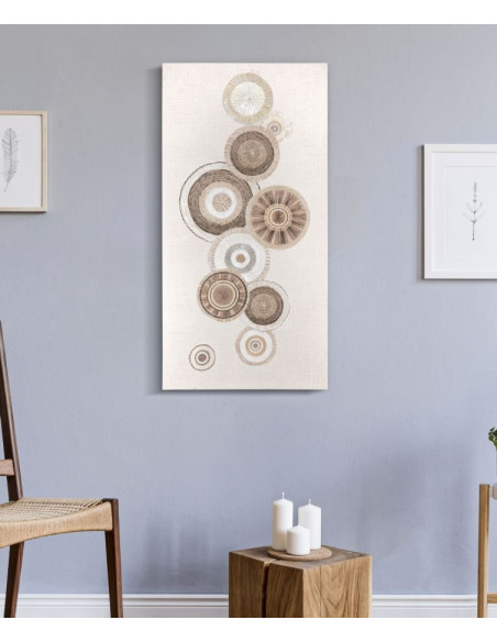 Toile murale imprimée et peinte Motif cercles Beige Blanc Marron 50x100 Circly B 