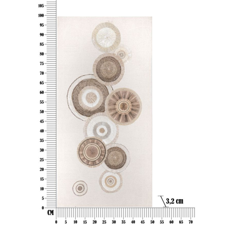 Toile murale imprimée et peinte Motif cercles Beige Blanc Marron 50x100 Circly B 