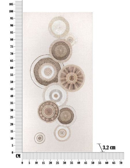Toile murale imprimée et peinte Motif cercles Beige Blanc Marron 50x100 Circly B 