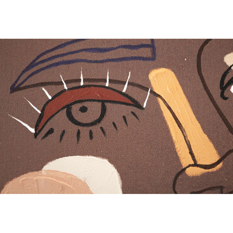 Toile murale imprimée et peinte Femme africaine Marron Beige Terracotta 80x100 Tribal 