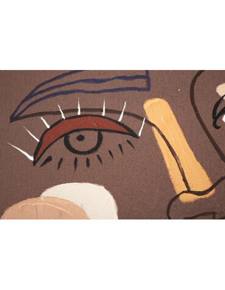 Toile murale imprimée et peinte Femme africaine Marron Beige Terracotta 80x100 Tribal 