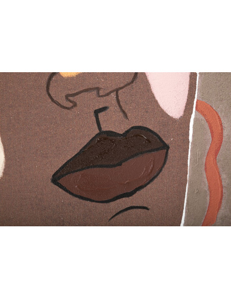 Toile murale imprimée et peinte Femme africaine Marron Beige Terracotta 80x100 Tribal 