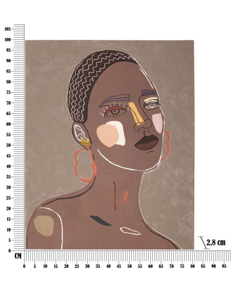 Toile murale imprimée et peinte Femme africaine Marron Beige Terracotta 80x100 Tribal 