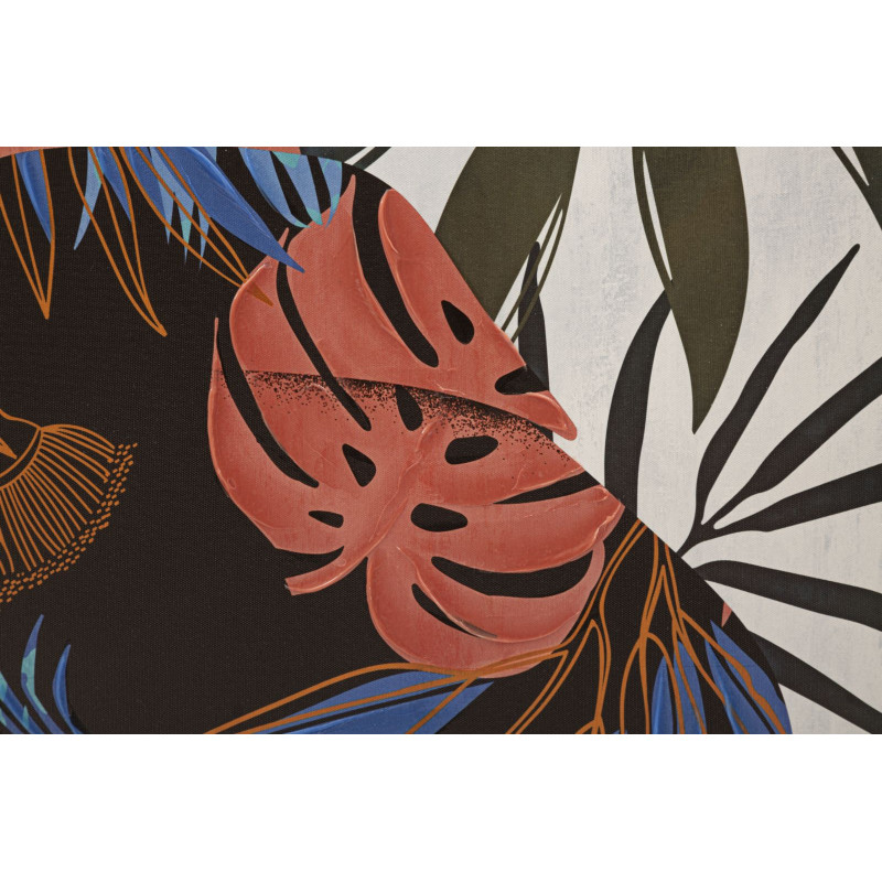 Toile murale imprimée et peinte Femme avec feuilles Vert Beige Marron 80x120 Lady Jungle 