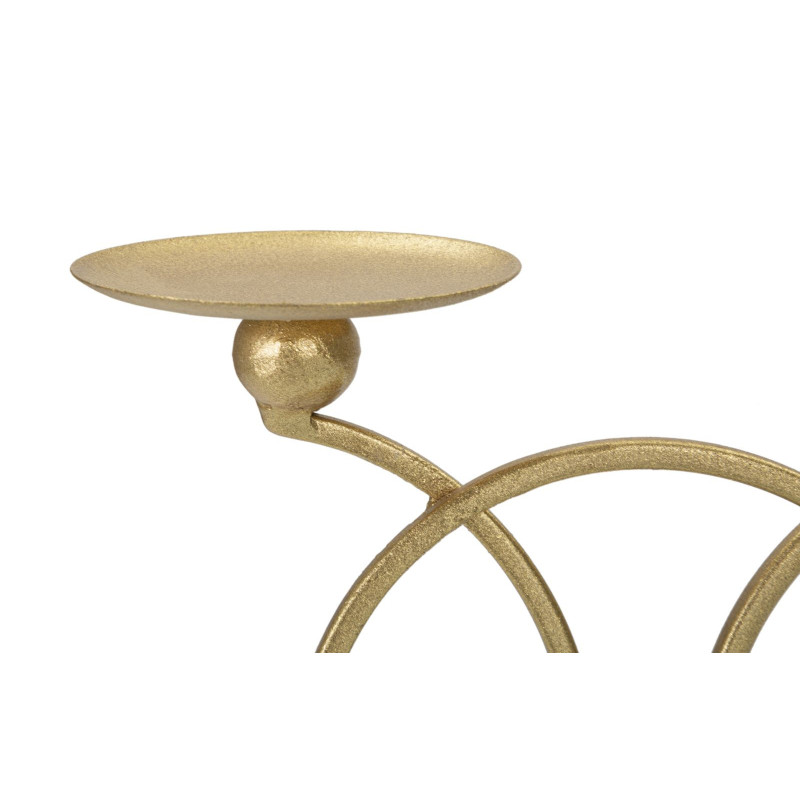 Bougeoir moderne chic 2 bougies 30 cm en Métal Doré Marbre Blanc Infinity - 3