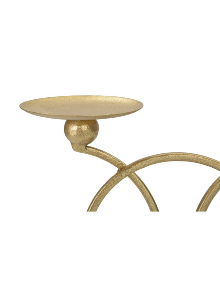 Bougeoir moderne chic 2 bougies 30 cm en Métal Doré Marbre Blanc Infinity - 3