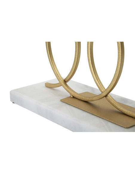 Bougeoir moderne chic 2 bougies 30 cm en Métal Doré Marbre Blanc Infinity - 4