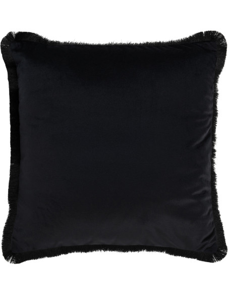 Coussin Carré Alpha 45x45 en Polyester Noir Avec franges - 1
