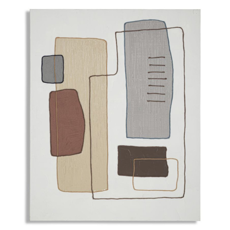 Toile murale peinte Motif géométrique Blanc crème Gris 80x100 Painty 